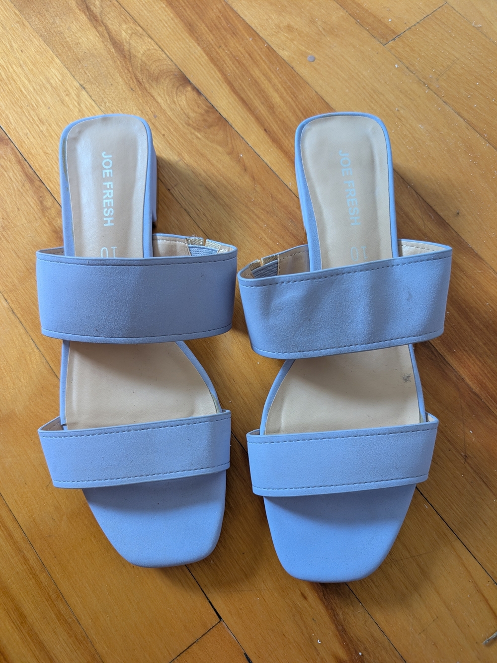 Never Worn Joe Fresh Nolita Double Strap Slip On Sandals In A Pale Blue / Purple